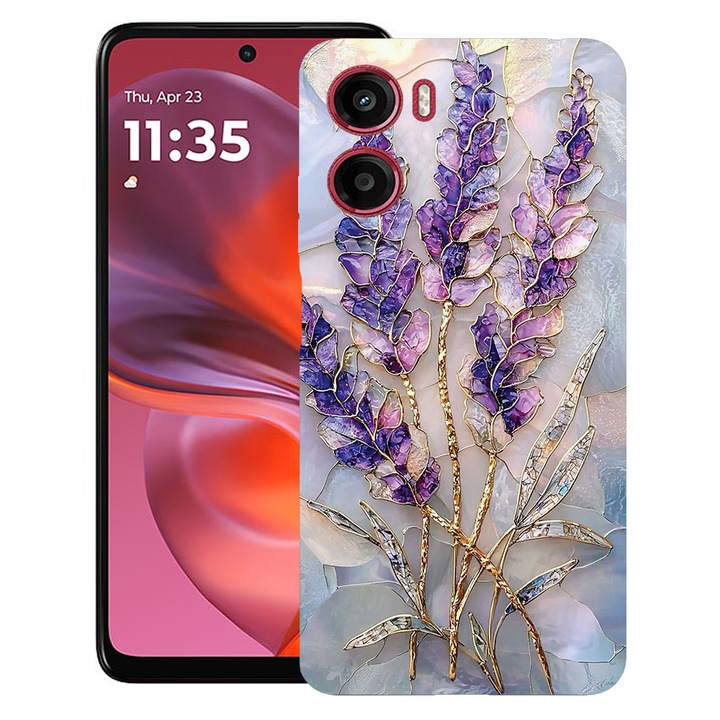 BestCase® Husa TPU Ultra Slim Compatibila cu Motorola Moto G05 / Moto E15, Floral - Golden Hydrangea, 1926336 B 2080