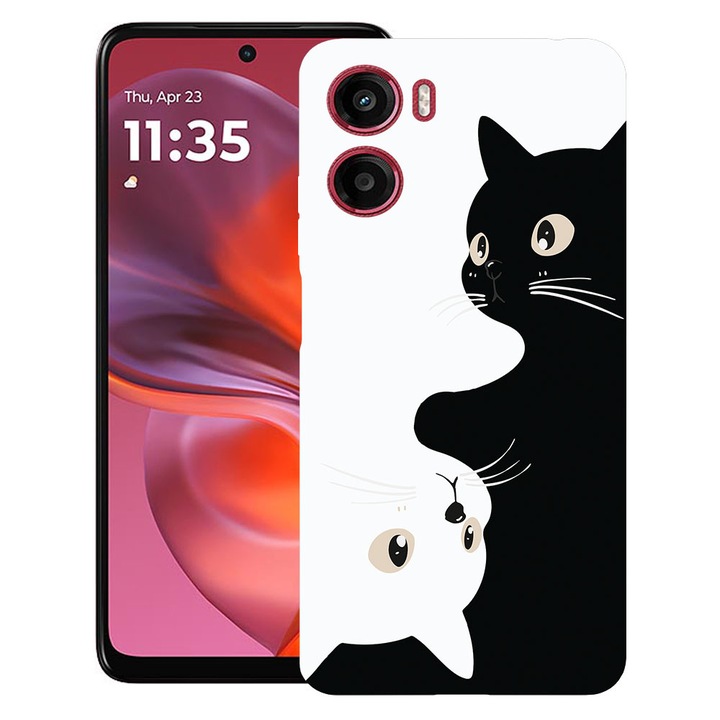 BestCase® Husa TPU Ultra Slim Compatibila cu Motorola Moto G05 / Moto E15, Black&White Cats, 1926336 B 2017