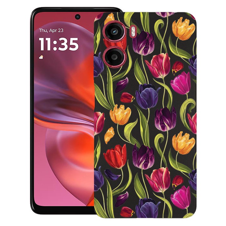 BestCase® Husa TPU Ultra Slim Compatibila cu Motorola Moto G06, Floral - Tulip Pattern, 2082906 B 2084