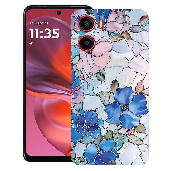 BestCase® Husa TPU Ultra Slim Compatibila cu Motorola Moto G05 / Moto E15, Floral - Stained Glass Hydrangea, 1926336 B 2081