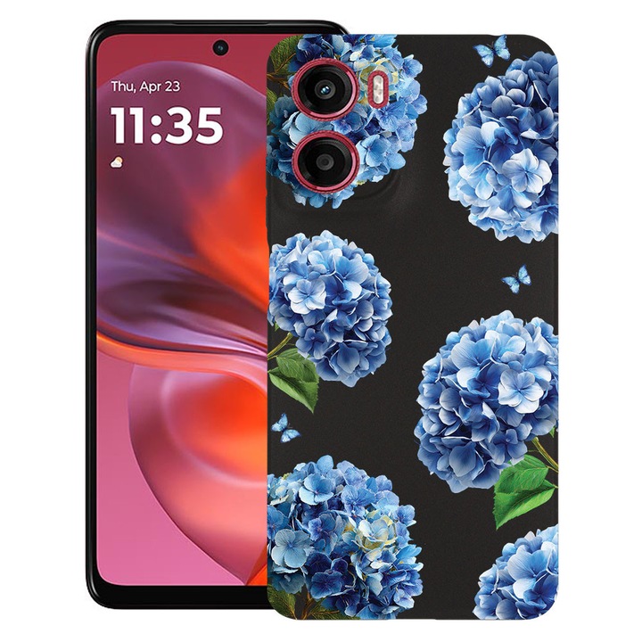 BestCase® Husa TPU Ultra Slim Compatibila cu Motorola Moto G05 / Moto E15, Floral - Cute Hydrangea, 1926336 B 2077