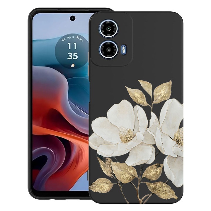 BestCase® Husa TPU Ultra Slim Compatibila cu Motorola Moto G24 / G24 Power / Moto G04, Floral - Golden Camellia, 1894727 B 2073