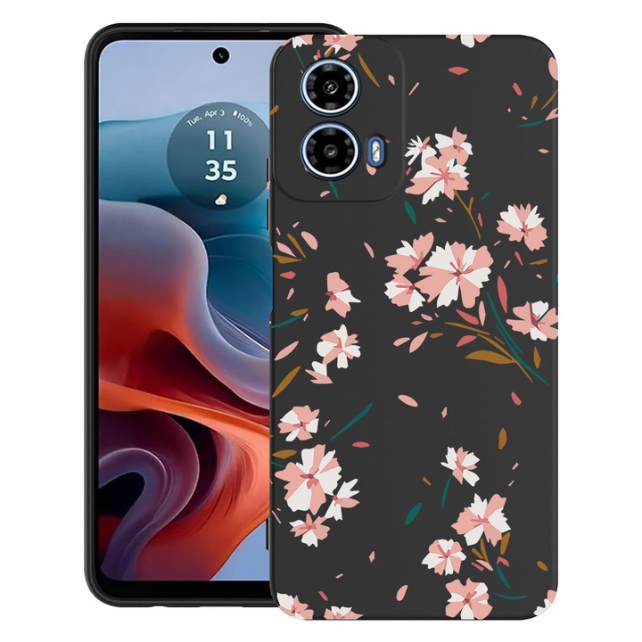 BestCase® Husa TPU Ultra Slim Compatibila cu Motorola Moto G24 / G24 Power / Moto G04, Floral - Pastel Rose, 1894727 B 2034