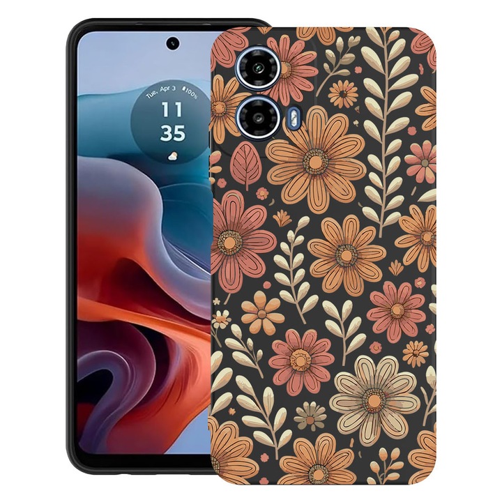 BestCase® Husa TPU Ultra Slim Compatibila cu Motorola Moto G24 / G24 Power / Moto G04, Floral Aesthetic Autumn Pattern, 1894727 B 2027