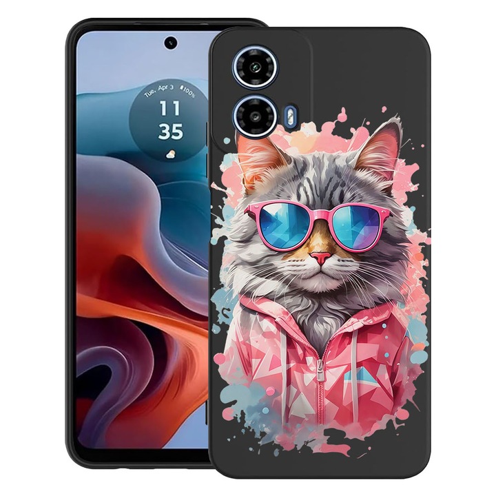 BestCase® Husa TPU Ultra Slim Compatibila cu Motorola Moto G24 / G24 Power / Moto G04, Shopping Queen Cat, 1894727 B 2013