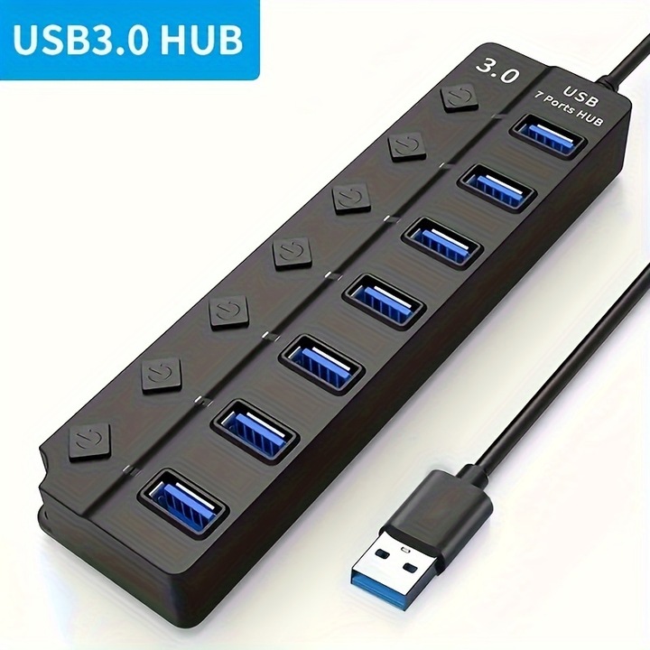 Hub USB 3.0 cu 7 porturi, indicator LED, set