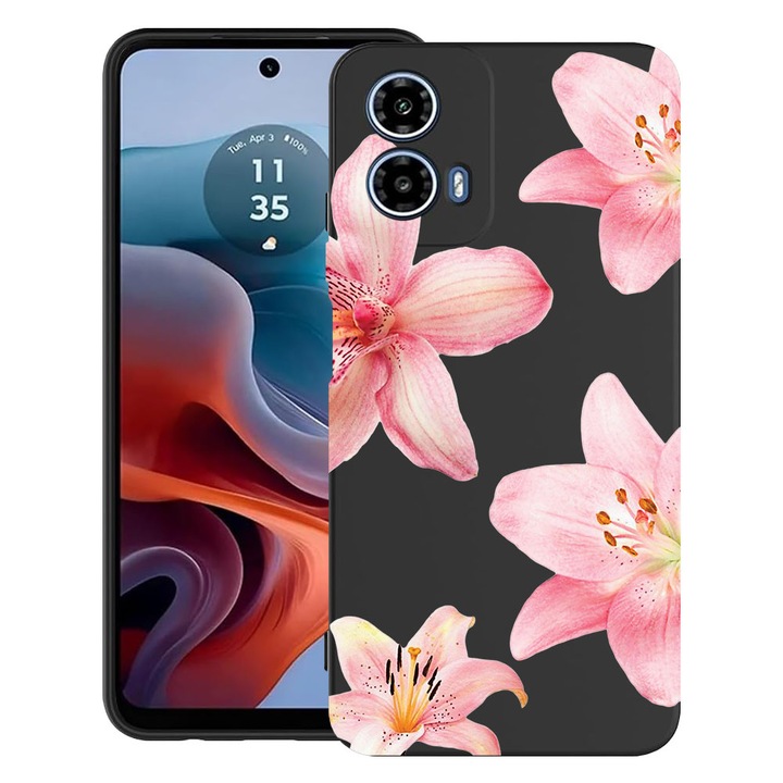 BestCase® Husa TPU Ultra Slim Compatibila cu Motorola Moto G24 / G24 Power / Moto G04, Floral - Floral - Elegant Pink Lotus, 1894727 B 2070