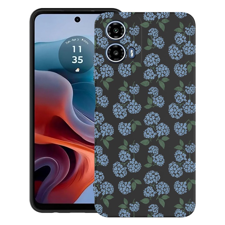 BestCase® Husa TPU Ultra Slim Compatibila cu Motorola Moto G24 / G24 Power / Moto G04, Floral - Hydrangea Pattern, 1894727 B 2078