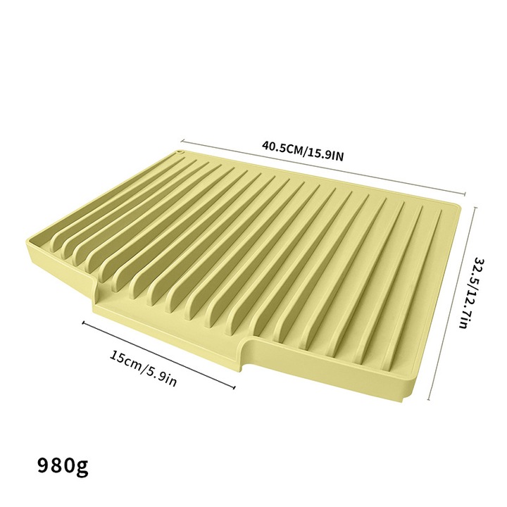 Scurgator vase din silicon, mata anti-derapanta, rezistenta la caldura, 40.5x32.5cm, galben