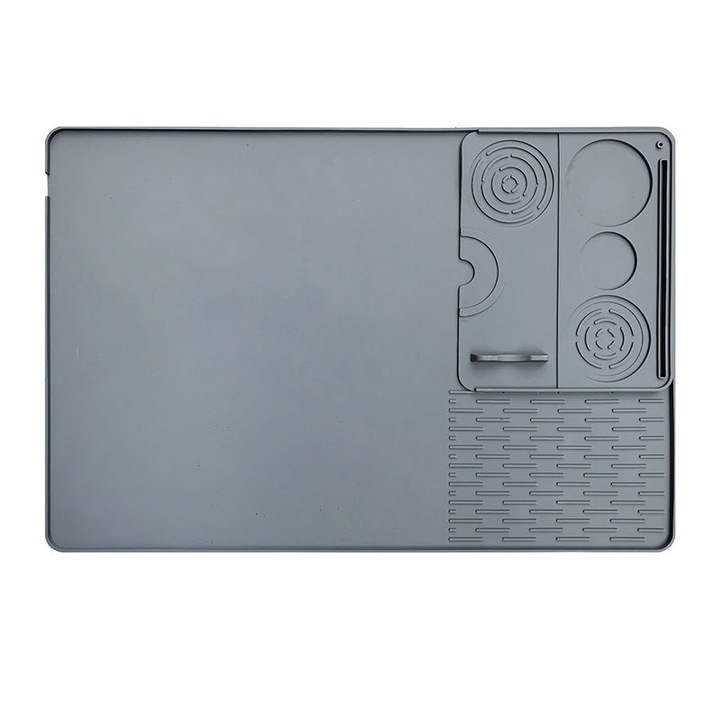 Masuta pentru cafea 2-in-1, 60x40cm, cu suport pentru picurare detasabil 25x20cm, silicon, rezistent la caldura, antiderapant