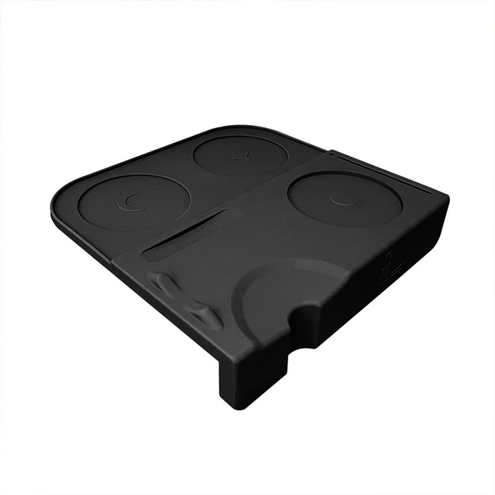 Masuta de tampare espresso, mata din silicon, design compact, anti-derapant, neagra, dimensiune mare
