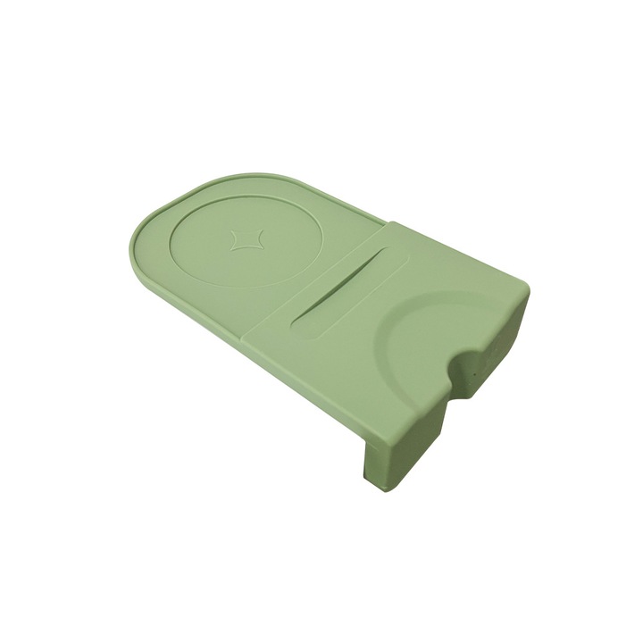 Masuta de tampare espresso, silicon, design compact, anti-derapant, verde