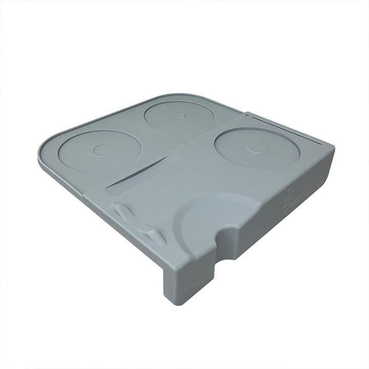 Masuta de tampare espresso, mata din silicon, design compact, antiderapant, gri