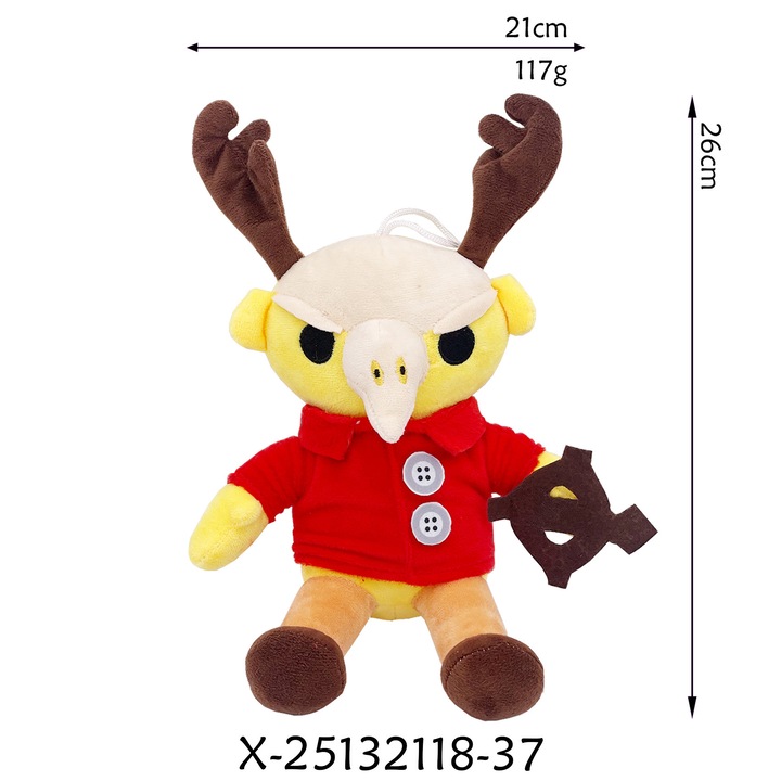 Jucarie de plus - Cultist cu Roba Rosie, 26x21 cm, rosu-galben