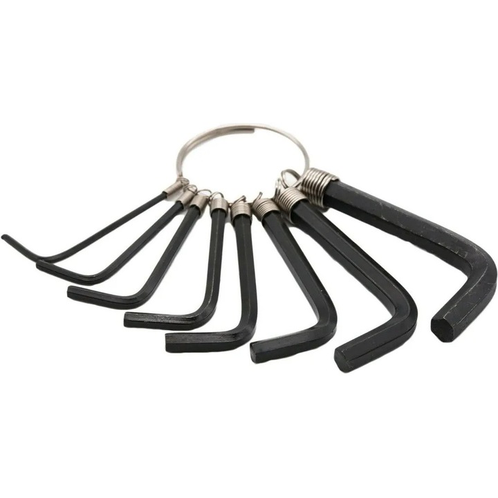 Set chei hexagonale, 8 piese, negru/silver, dimensiuni 1.5x2x2.5x3x3.5x4x5x6mm