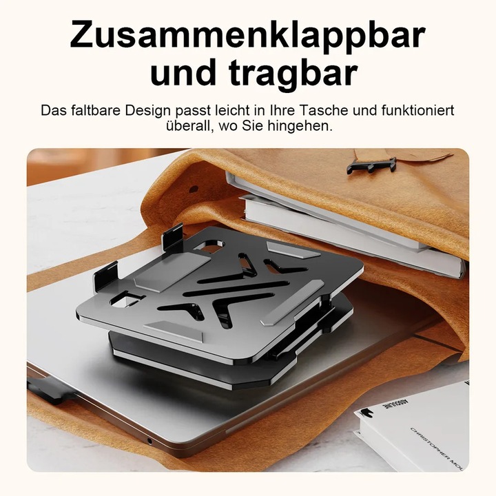 Suport laptop ajustabil, rotativ 360°, design ergonomic, metal, 10kg, pentru laptopuri de pana la 17 inch