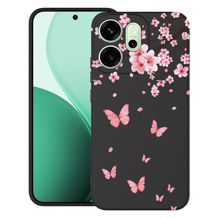 BestCase® Husa TPU Ultra Slim Compatibila cu OPPO Reno13 F / FS, Pink Cherry Blossom & Butterflies, 2022872 B 2045