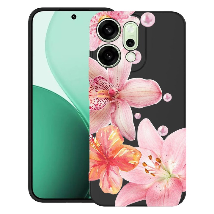 BestCase® Husa TPU Ultra Slim Compatibila cu OPPO Reno14, Floral - Aesthetic Elegant Orchid, 2082899 B 2062