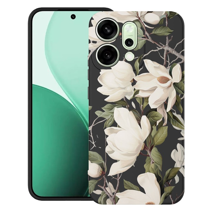 BestCase® Husa TPU Ultra Slim Compatibila cu OPPO Reno14, Blooming Magnolia Floral Design, 2082899 B 2047