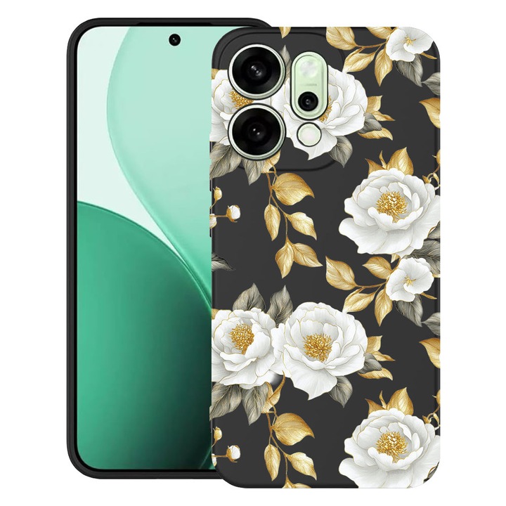 BestCase® Husa TPU Ultra Slim Compatibila cu OPPO Reno14, Floral - Aesthetic Golden Camellia, 2082899 B 2075