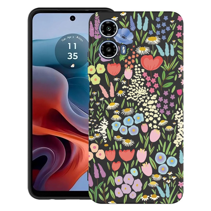 BestCase® Husa TPU Ultra Slim Compatibila cu Motorola Moto G24 / G24 Power / Moto G04, Floral - Colorful Tulip, 1894727 B 2085