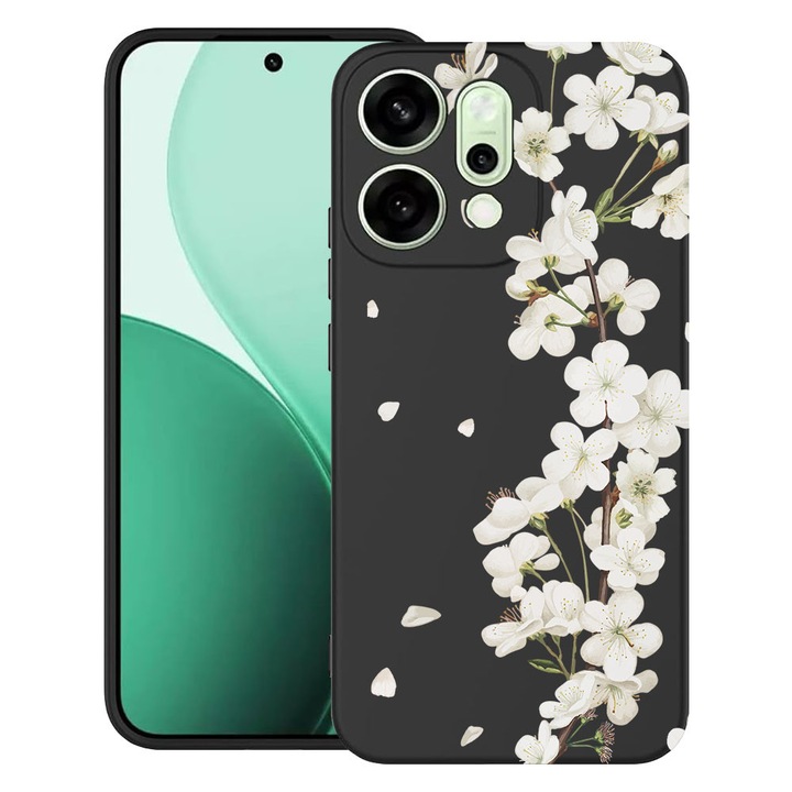 BestCase® Husa TPU Ultra Slim Compatibila cu OPPO Reno14, Floral - Aesthetic White Cherry Blossom, 2082899 B 2041