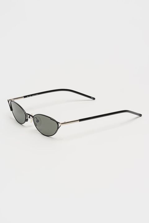 Alexander McQueen, Ochelari de soare cat-eye cu lentile uni, 50-18-145, Negru/Argintiu