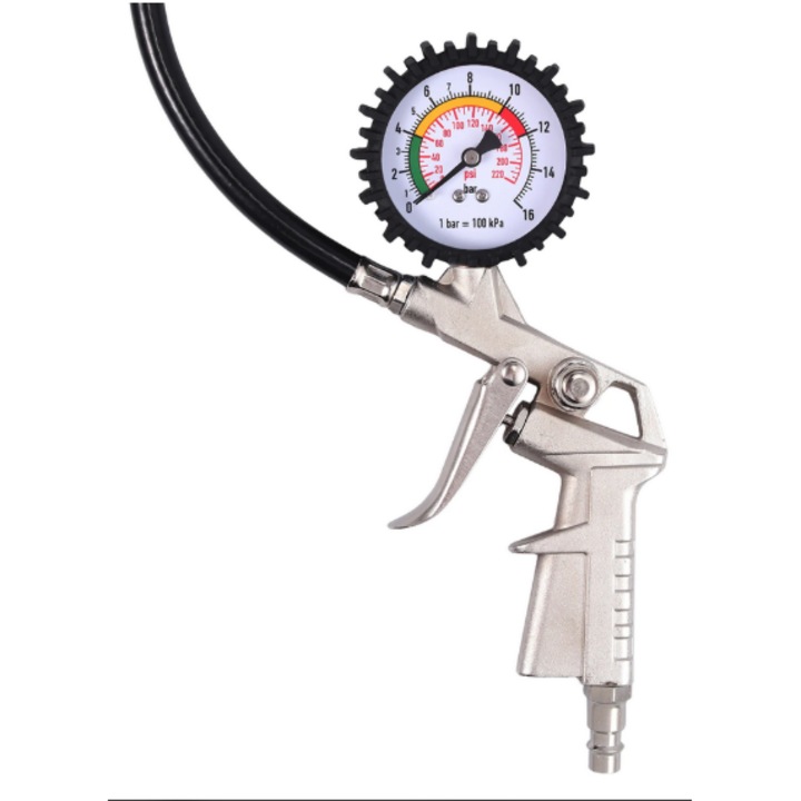 Пистолет с манометър за помпене на гуми