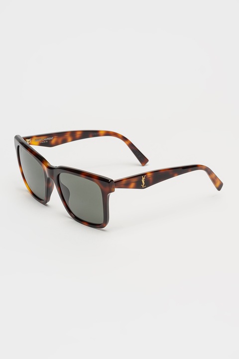 Saint Laurent, Ochelari de soare patrati cu lentile uni, 55-19-145, Maro inchis/Galben