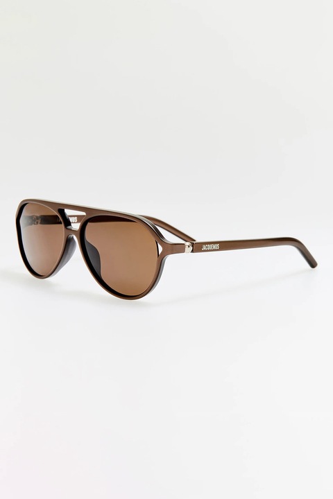 JACQUEMUS, Ochelari de soare aviator cu lentile uni, 57-14-145, Maro/Auriu deschis