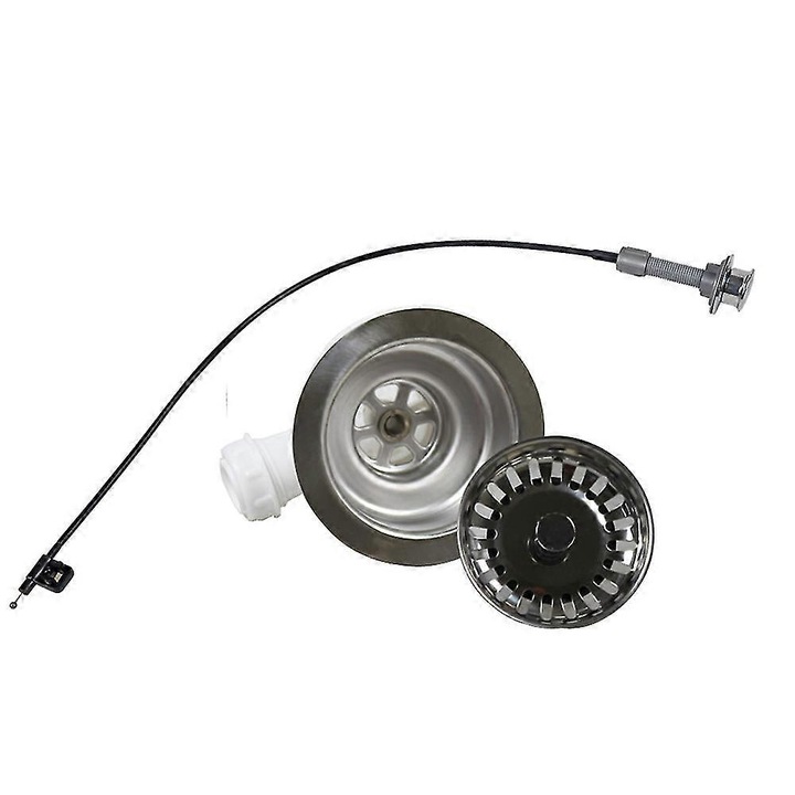 Sistem de drenaj pentru chiuveta XK256C019, otel inoxidabil SUS304, diametru 114mm, control prin cablu