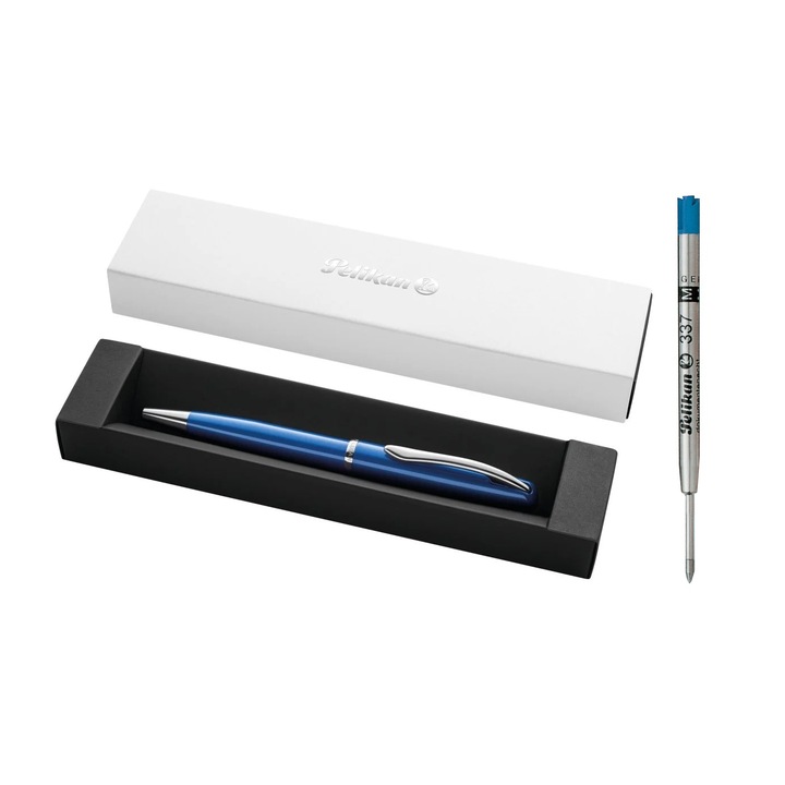 Pix Jazz Noble Elegance K36, albastru perlat, in cutie eleganta pentru cadou + rezerva pentru pix, Pelikan