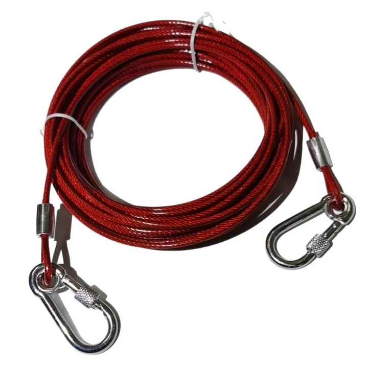 Lesa pentru caini, 10ft, rezistenta la muscaturi, rosu, pana la 60 lbs