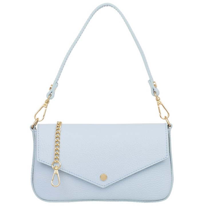 Kaletnik bőr válltáska, kék, mágneses zárral, arany részletekkel, kis méret