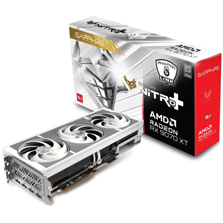 Видео карта SAPPHIRE Radeon RX 9070 XT 16GB Nitro+ PhantomLink Polar, GDDR6, 256bit