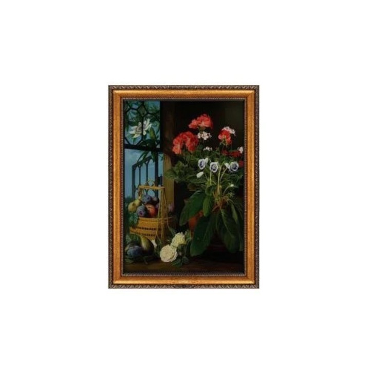 Tablou decorativ Re-Bloom, panza/lemn, multicolor, 50 x 70 cm