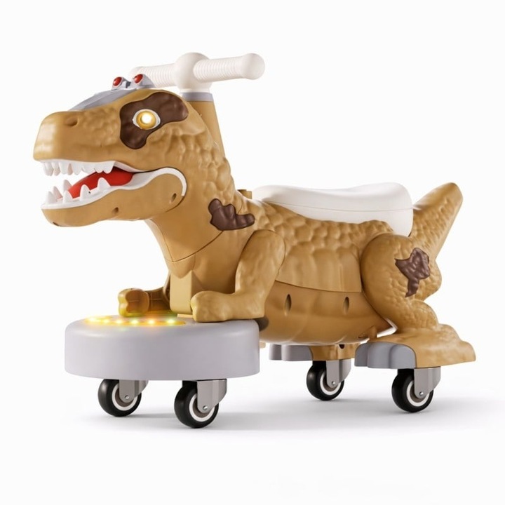 Jucarie Ride-On Dinozaur, Mixbo, Crem cu Lumina LED si Miscare 360°, pentru Copii 1–3 Ani