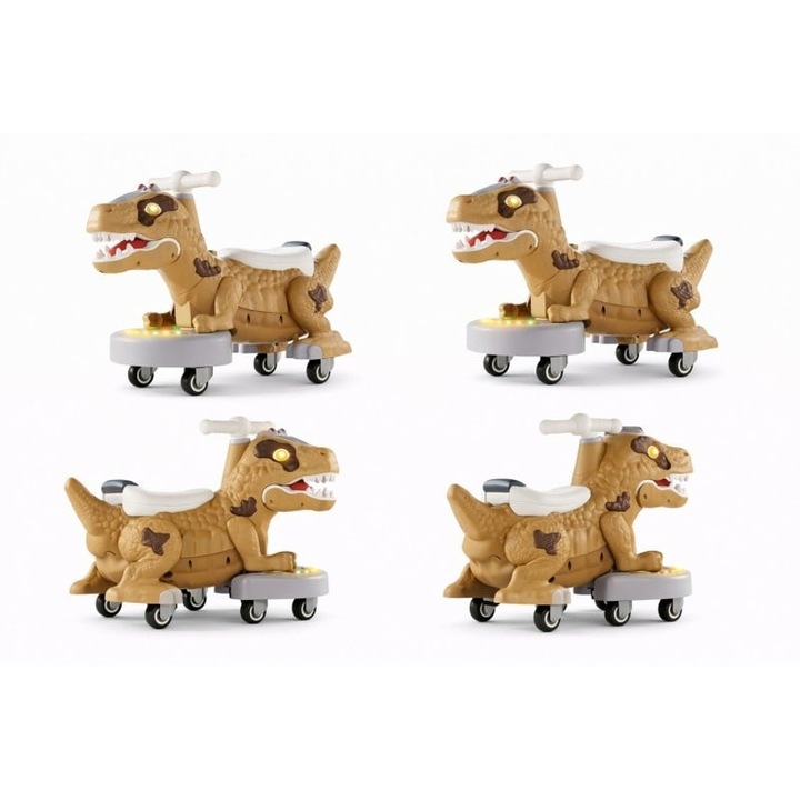 Jucarie Ride-On Dinozaur, Mixbo, Crem cu Lumina LED si Miscare 360°, pentru Copii 1–3 Ani