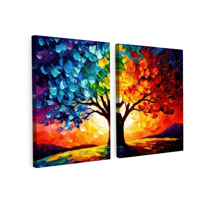 Set Tablouri Multicanvas 2 Piese, Abstract, Decorative, Living, Modern Art, Decorarea peretilor 60x40 cm