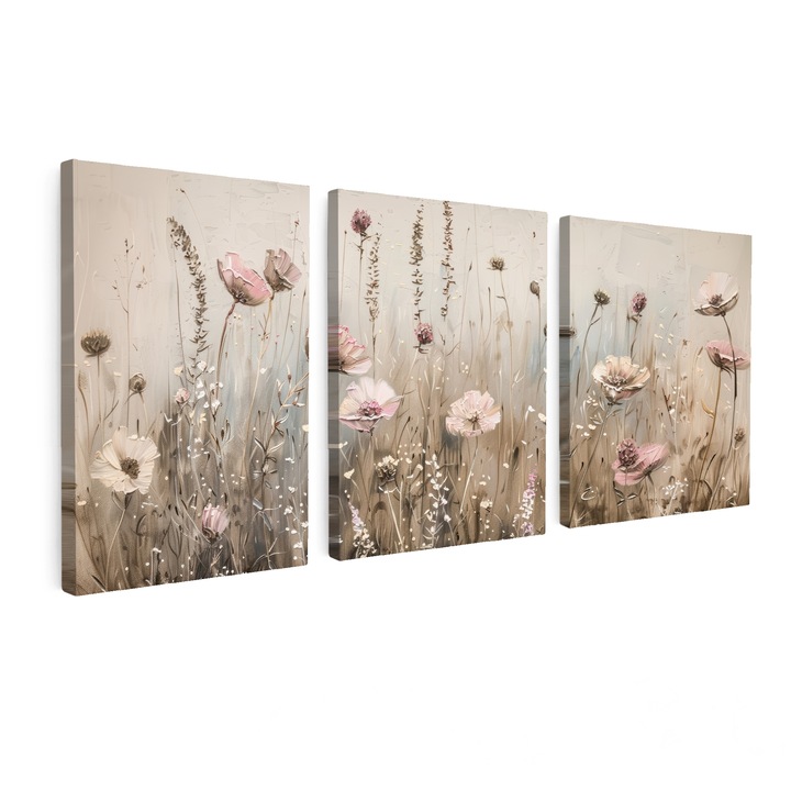 Set Tablouri Multicanvas 3 Piese, Abstract, Decorative, Living, Modern Art, Decorarea peretilor 90x40 cm
