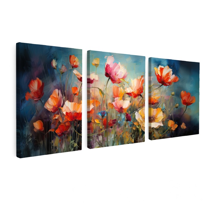 Set Tablouri Multicanvas 3 Piese, Abstract, Decorative, Living, Modern Art, Decorarea peretilor 180x80 cm