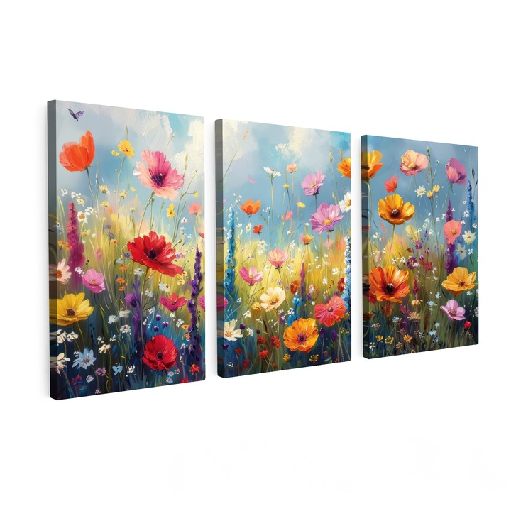 Комплект Картини от няколко части, 3 броя, Абстрактни, Декоративни, За всекидневна, Модерно изкуство, Декорация за стена 120x60 см