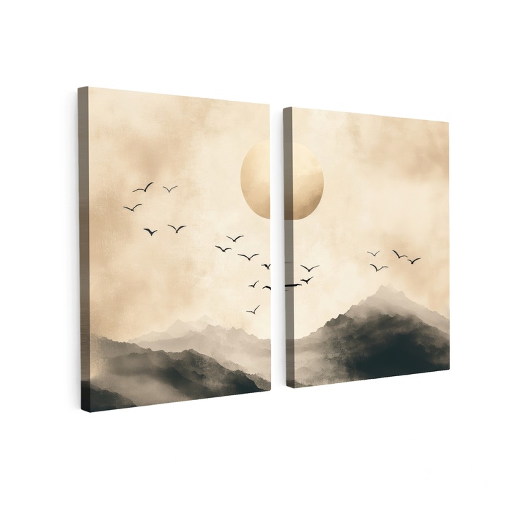 Set Tablouri Multicanvas 2 Piese, Abstract, Decorative, Living, Modern Art, Decorarea peretilor 180x120 cm