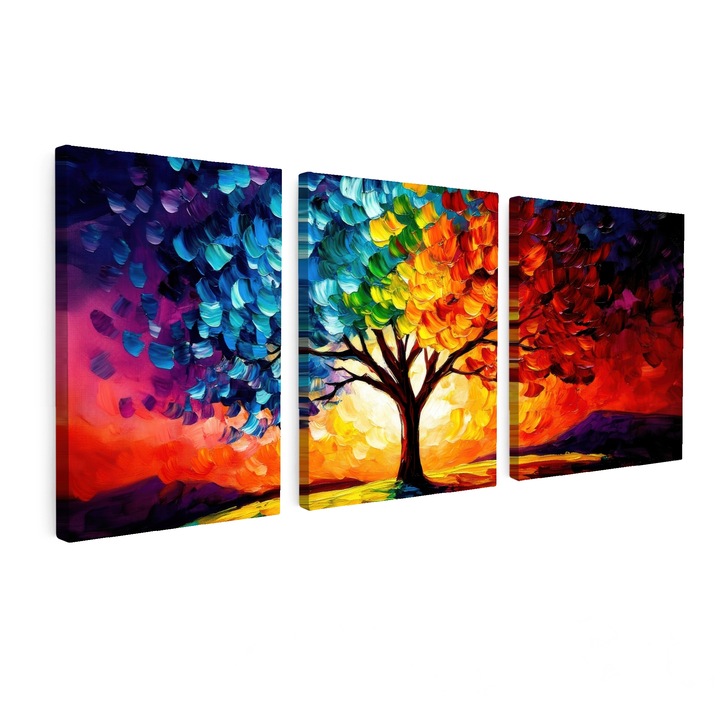 Set Tablouri Multicanvas 3 Piese, Abstract, Decorative, Living, Modern Art, Decorarea peretilor 90x40 cm
