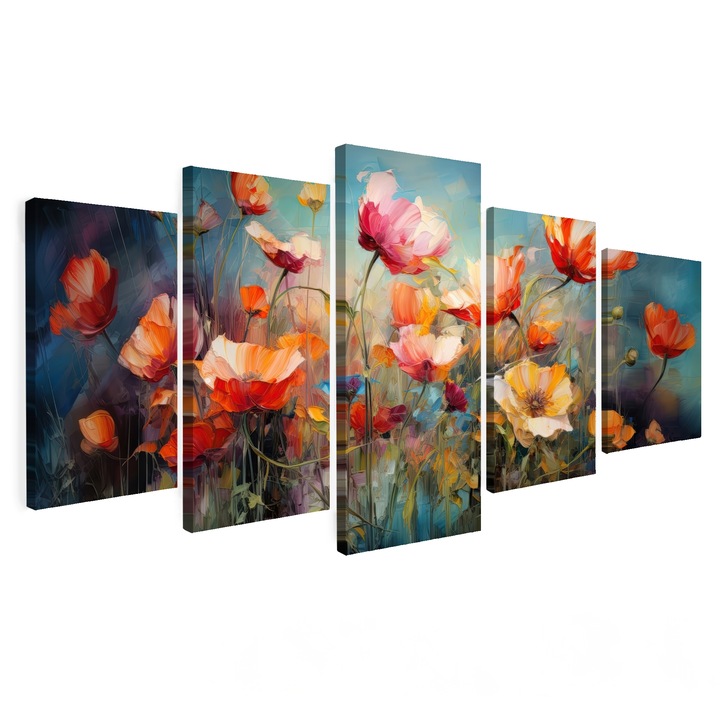 Set Tablouri Multicanvas 5 Piese, Abstract, Decorative, Living, Modern Art, Decorarea peretilor 150x80 cm