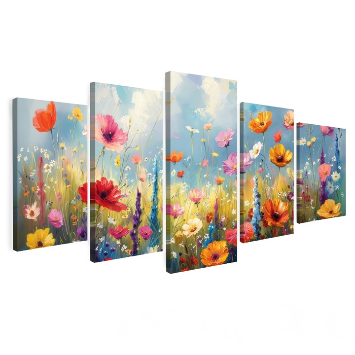 Set Tablouri Multicanvas 5 Piese, Abstract, Decorative, Living, Modern Art, Decorarea peretilor 100x50 cm