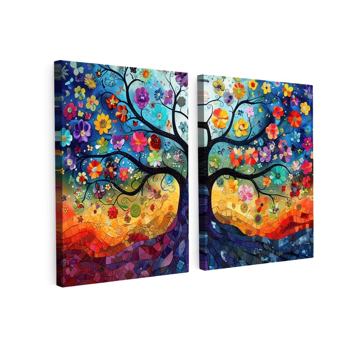 Set Tablouri Multicanvas 2 Piese, Abstract, Decorative, Living, Modern Art, Decorarea peretilor 120x80 cm