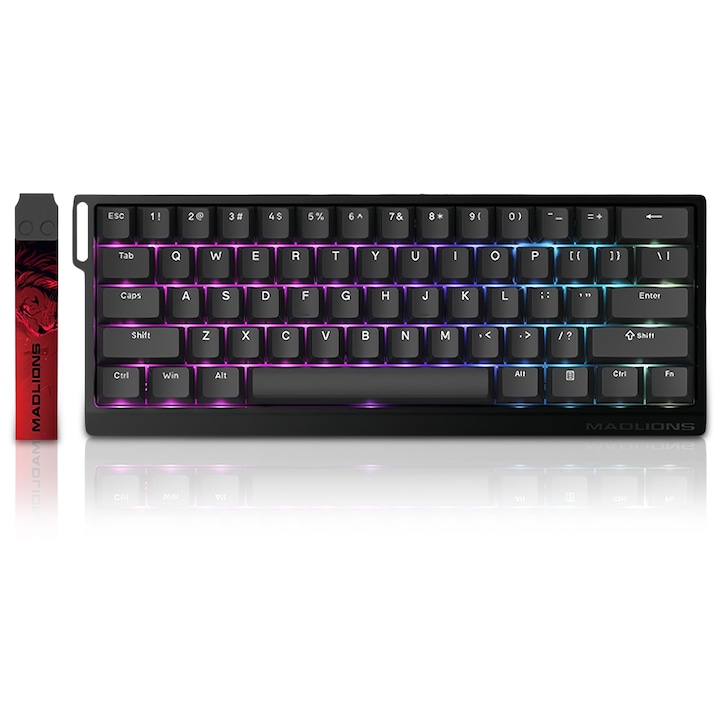 Madlions MAD 60 HE gamer billentyűzet, RGB, mágneses kapcsoló, fekete, USB-C