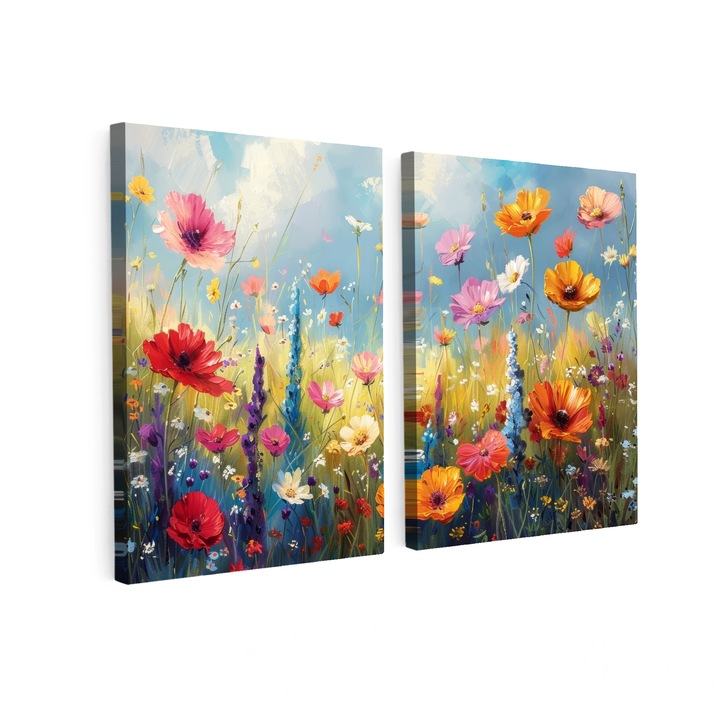 Set Tablouri Multicanvas 2 Piese, Abstract, Decorative, Living, Modern Art, Decorarea peretilor 60x40 cm