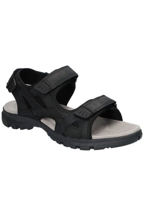 Sandale barbatesti American Club RL185, din piele naturala, cu brant din piele, inchidere velcro si talpa antiderapanta, Negru